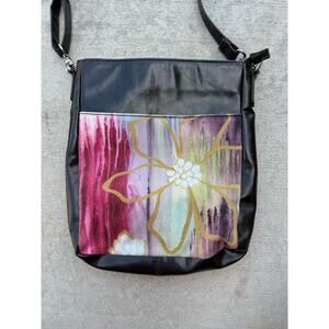 Studio Demdaco Floral Fabric Faux Leather Shoulder Bag Multicolor Multi-Use Zips